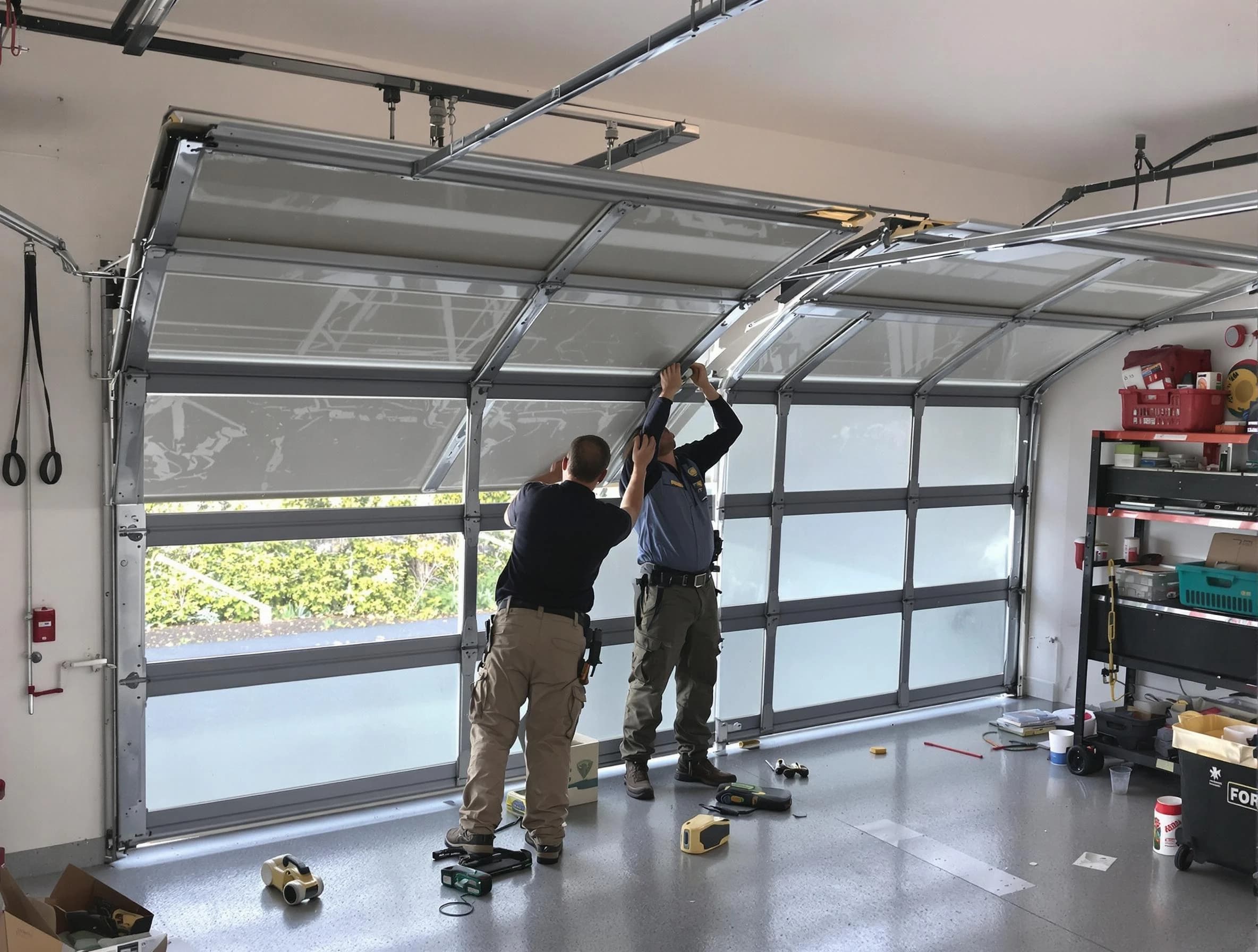 Fruit Heights Garage Door Repair expert performing precise panel replacement on Fruit Heights garage door