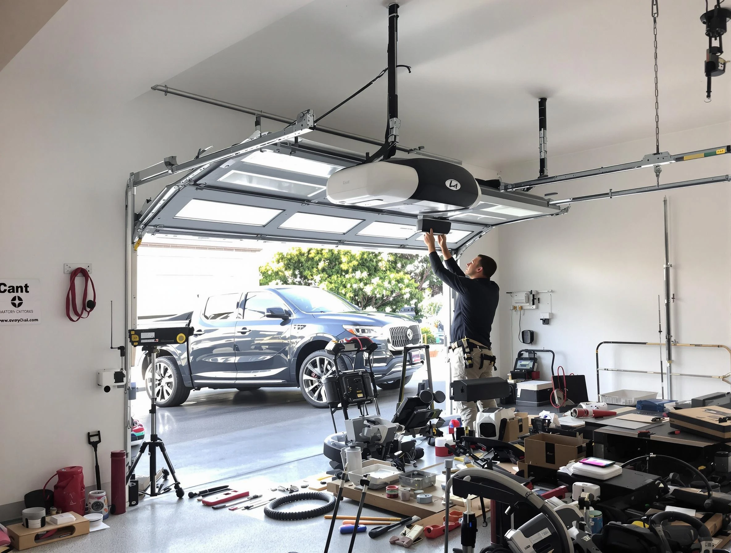Fruit Heights Garage Door Repair specialist installing smart garage door opener system in Fruit Heights home