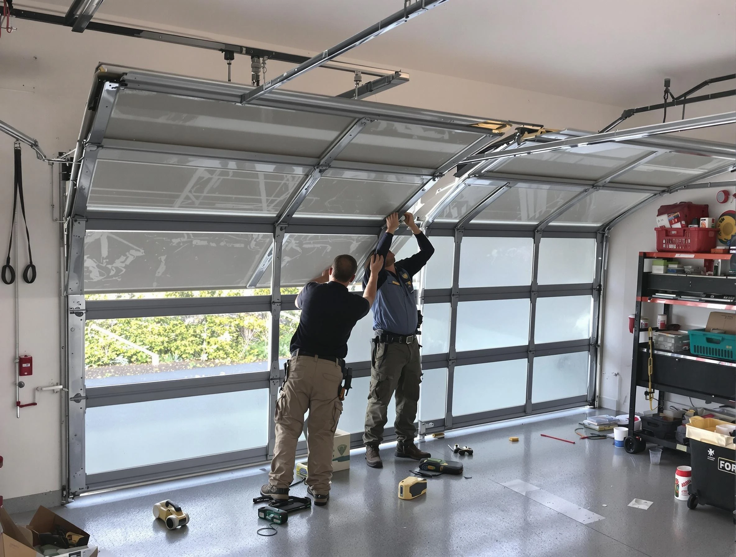Fruit Heights Garage Door Repair expert performing precise panel replacement on Fruit Heights garage door