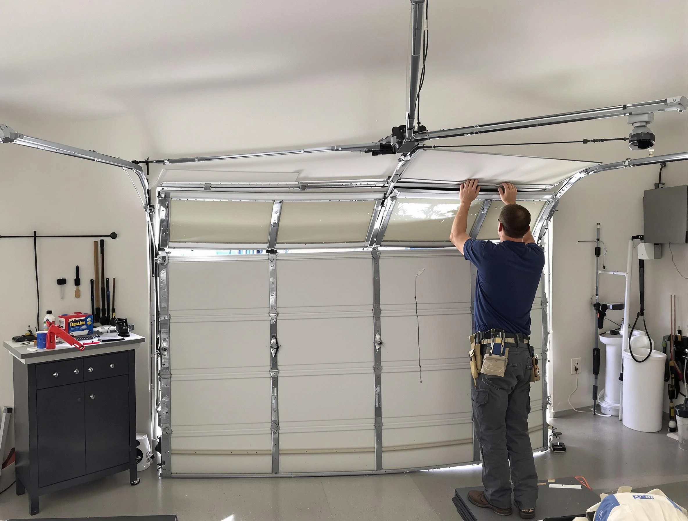 Fruit Heights Garage Door Repair specialist performing precise section replacement on Fruit Heights garage door
