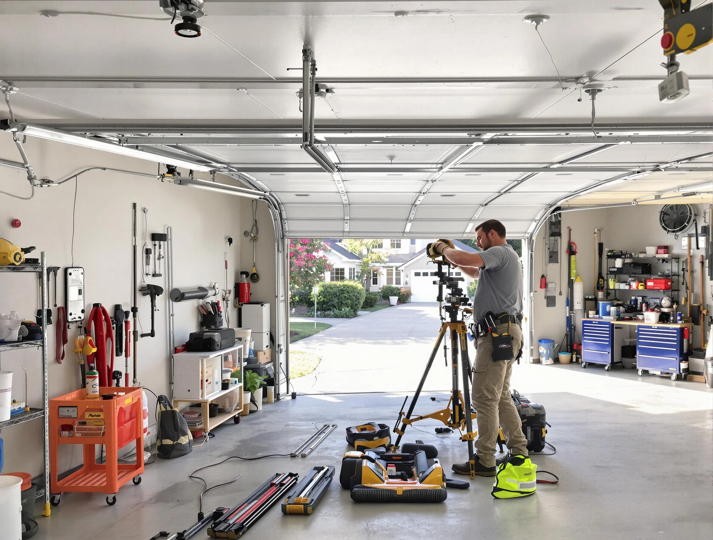 Fruit Heights Garage Door Repair specialist performing laser-guided track alignment in Fruit Heights